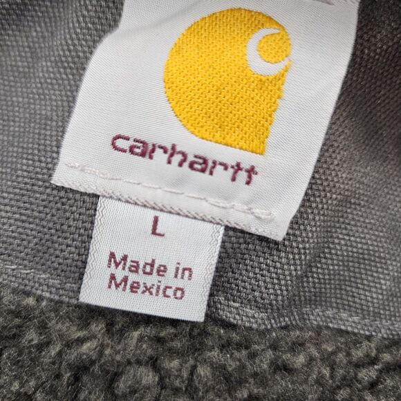 Vintage Carhartt Jacket Sherpa Lined Snap Up Hooded J284-GVL Gravel Mens Large - Picture 7 of 11